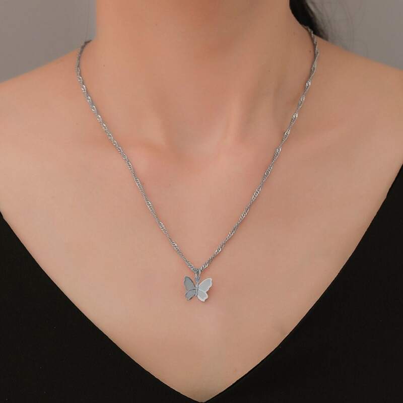 

Butterfly Chain Necklace, Silver