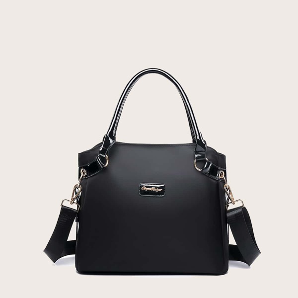 

Minimalist Satchel Bag With Double Handle, Black