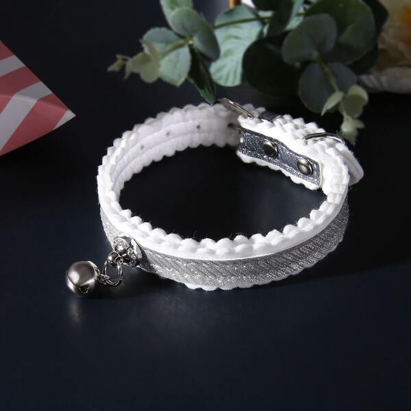 

1pc Bell Decor Cat Collar, Silver