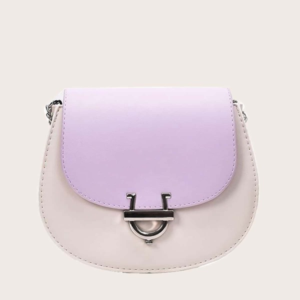 

Colorblock Flap Saddle Bag, Purple