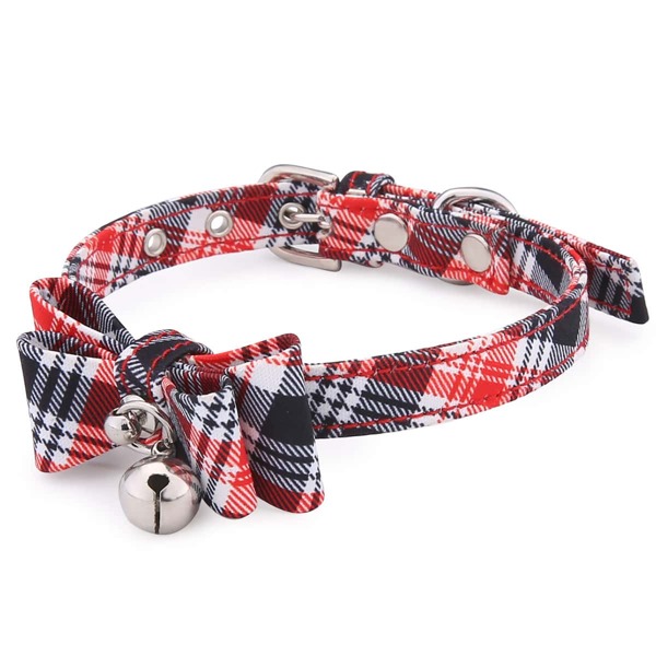 

1pc Bell Decor Plaid Cat Collar, Red