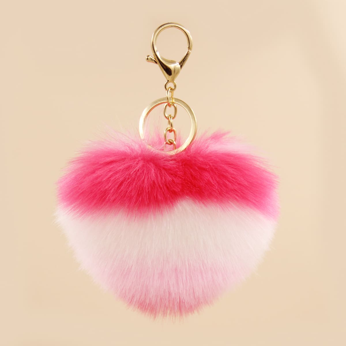 

Fluffy Heart Charm Keychain, Multicolor