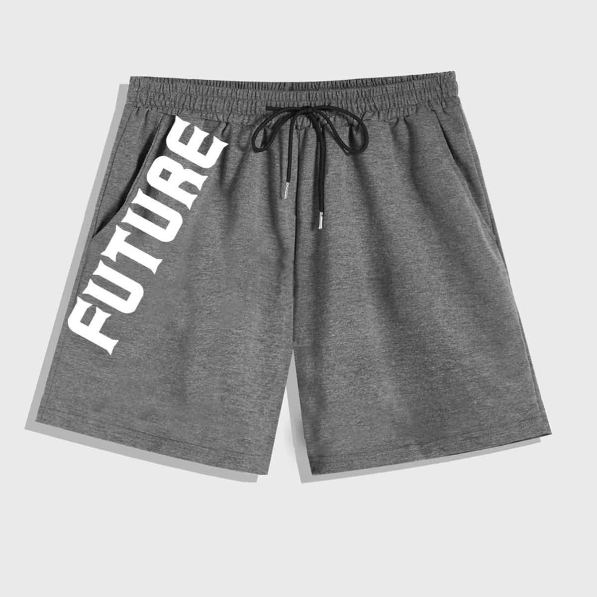 

Guys Letter Graphic Shorts, Grey