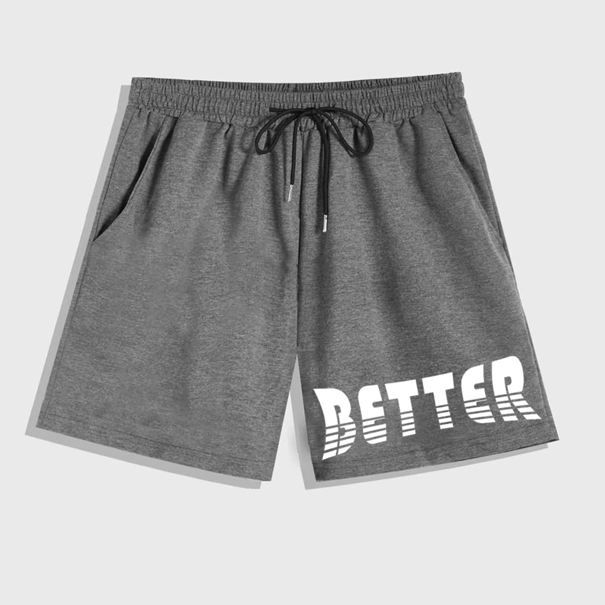 

Guys Letter Graphic Shorts, Grey