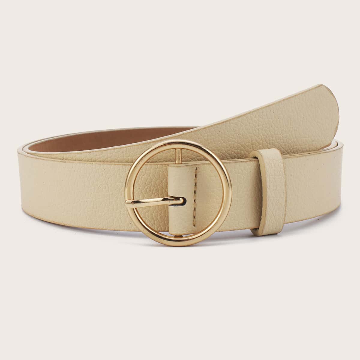 

Round Buckle Belt, Beige