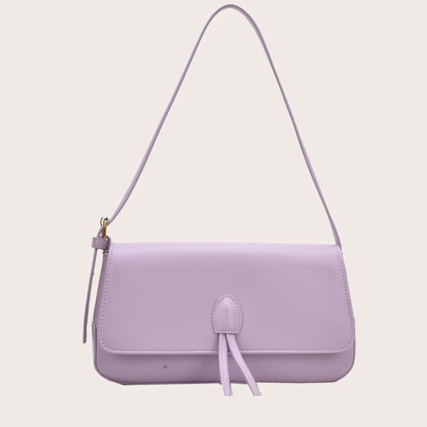 

Minimalist Flap Baguette Bag, Purple