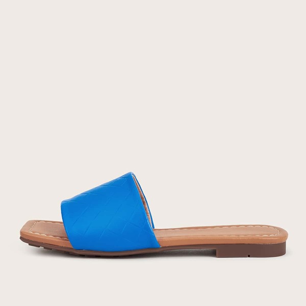 

Open Toe Quilted Slide Sandals, Blue