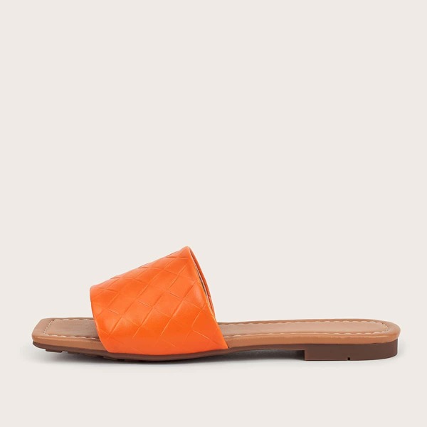 

Open Toe Quilted Slide Sandals, Orange
