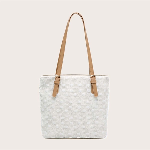 

Floral Lace Decor Tote Bag, White