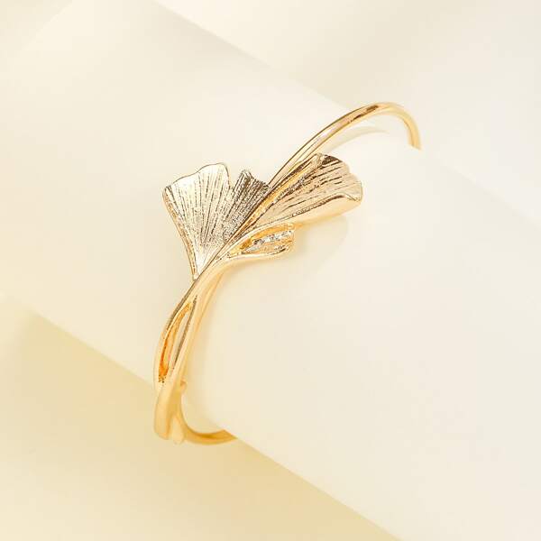

Metal Leaf Cuff Bangle, Gold