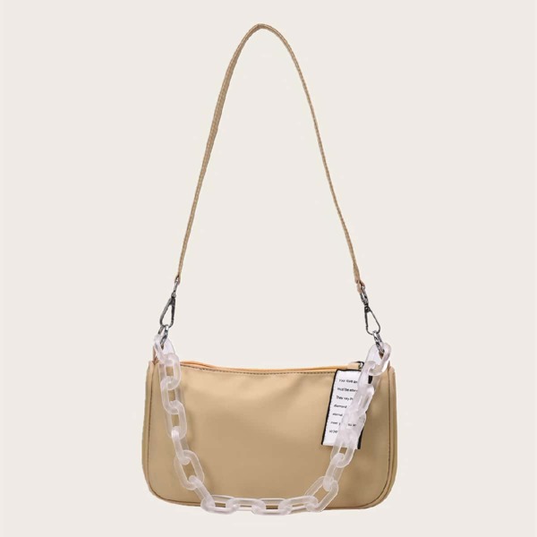 

Minimalist Baguette Bag With Chain Handle, Yellow