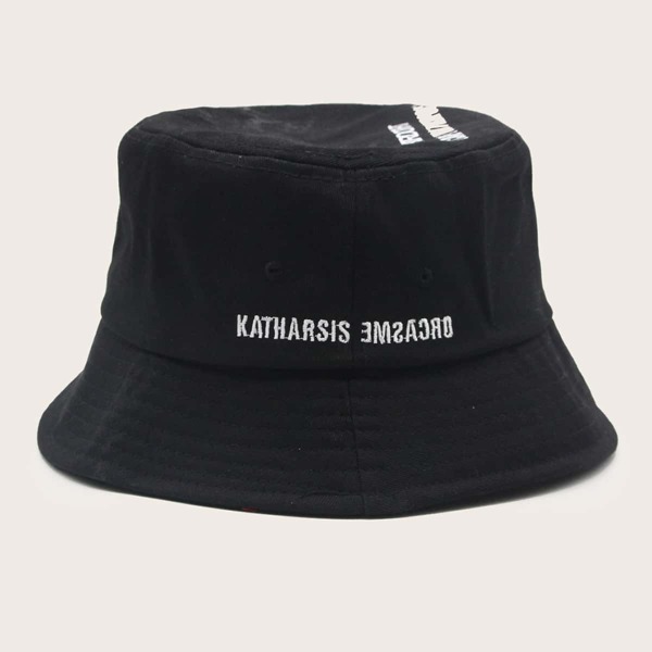 

Letter Embroidery Bucket Hat, Black