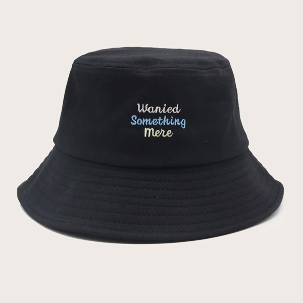 

Letter Embroidery Bucket Hat, Black