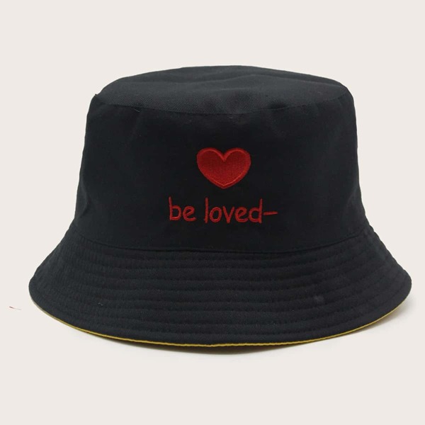 

Letter Embroidery Bucket Hat, Black