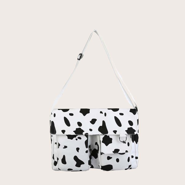 

Girls Cow Pattern Crossbody Bag, Black and white