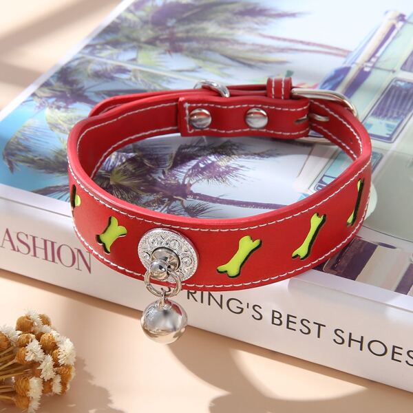

1pc Bell Decor Cat Reflective Collar, Red