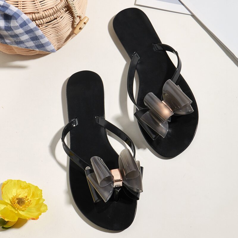 

Bow Decor Flip Flops, Black