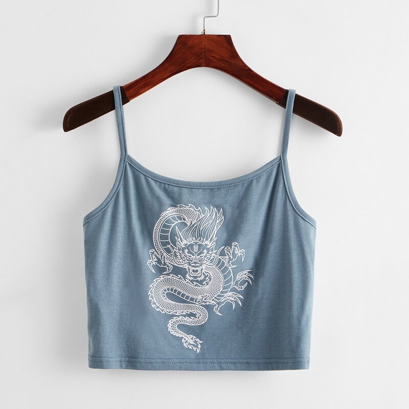 

Chinese Dragon Crop Cami, Dusty blue