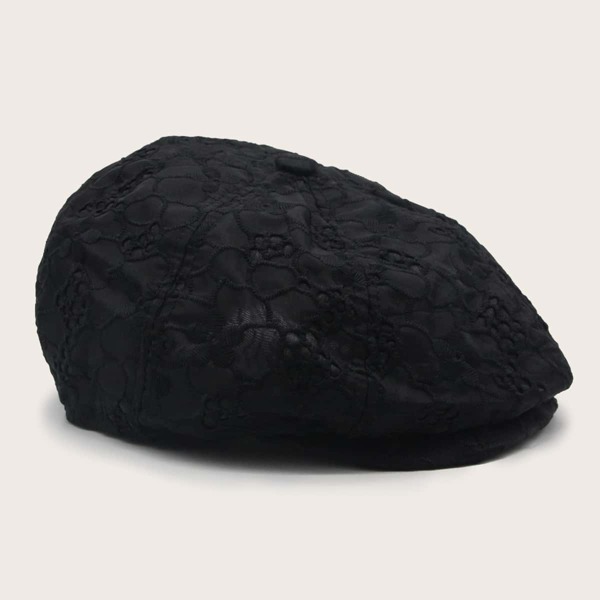 

Floral Lace Beret, Black