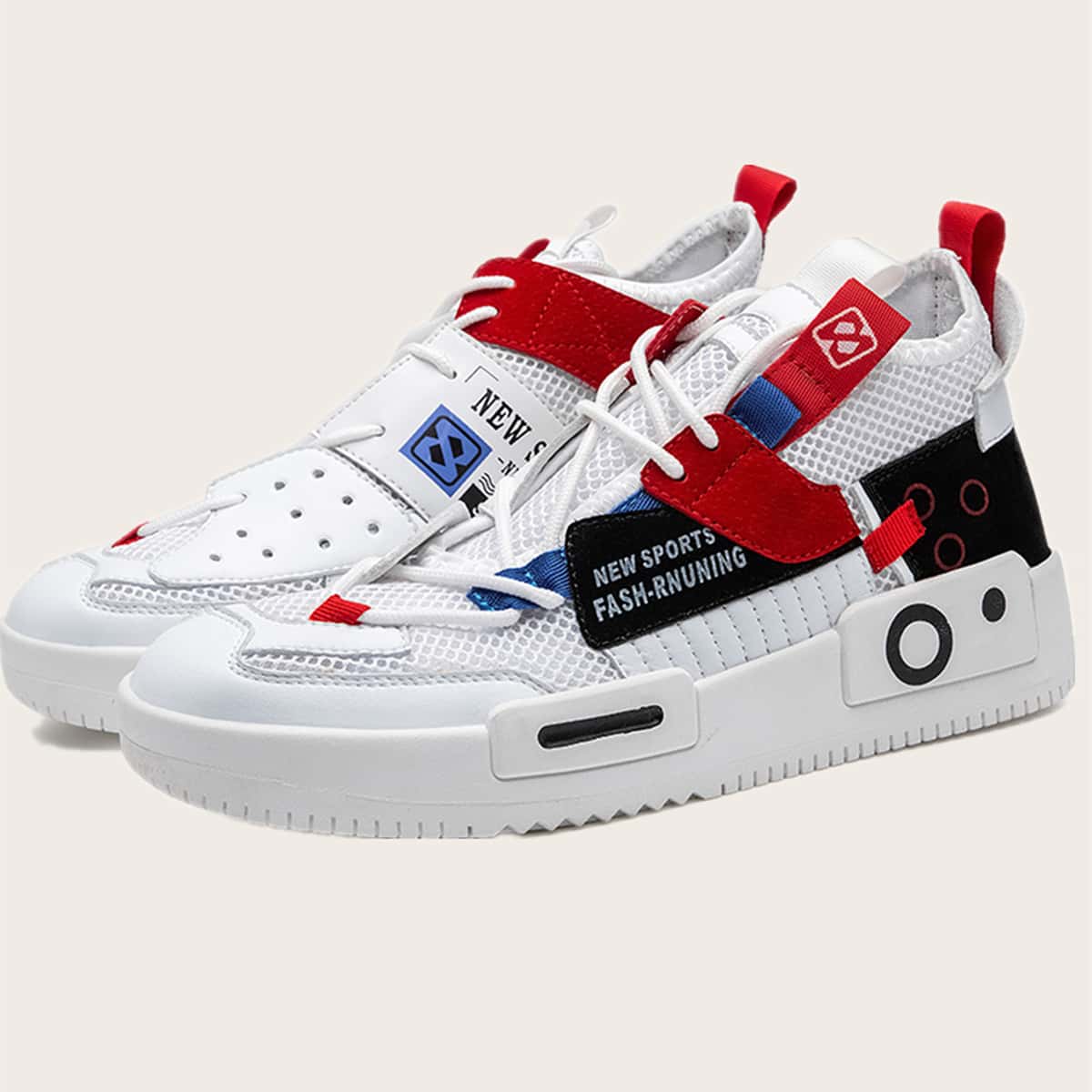 

Guys Color Block High Top Mesh Sneakers, White