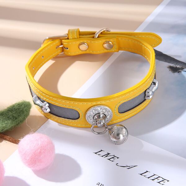 

1pc Bell Decor Cat Collar, Yellow