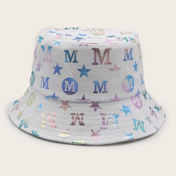 

Letter Graphic Bucket Hat, White
