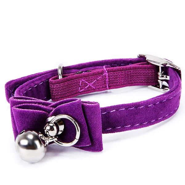 

1pc Bell Decor Cat Collar, Purple