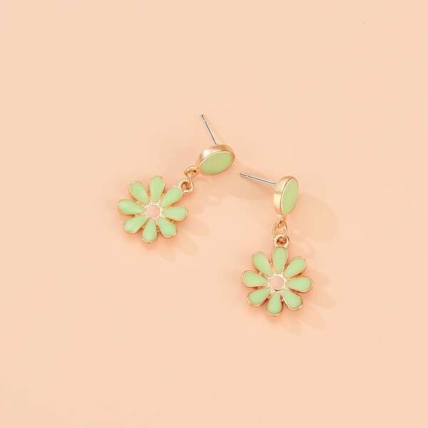 

Floral Charm Drop Earrings, Green