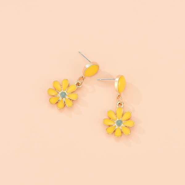 

Floral Charm Drop Earrings, Yellow