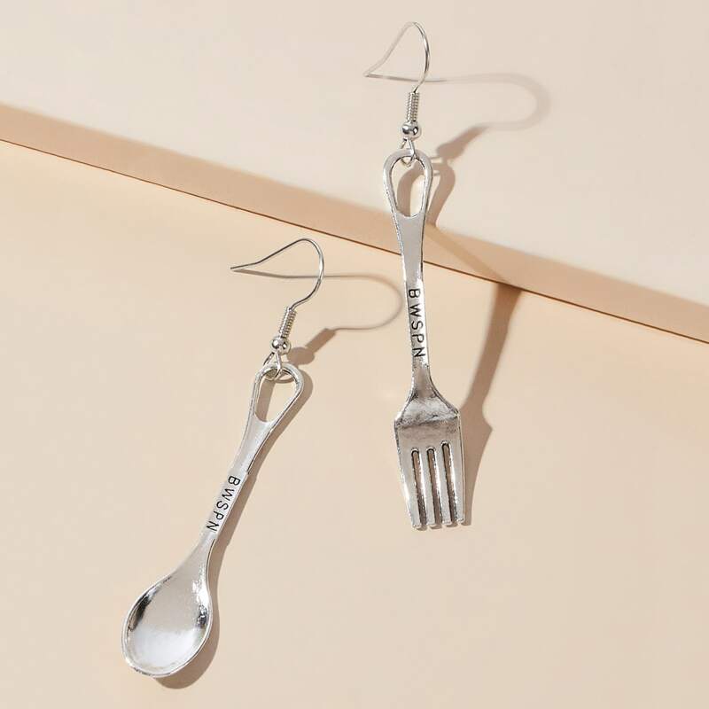 

Knife & Fork Drop Earrings, Silver