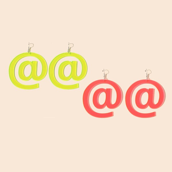 

2pairs Neon Hollow Out Drop Earrings, Multicolor