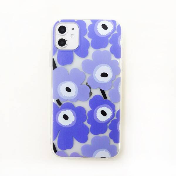 

1pc Flower Print iPhone Case, Purple