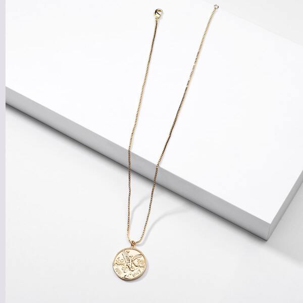 

Coin Charm Necklace, Gold