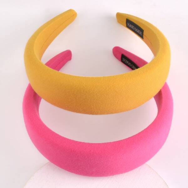 

2pcs Solid Padded Hair Hoop, Multicolor