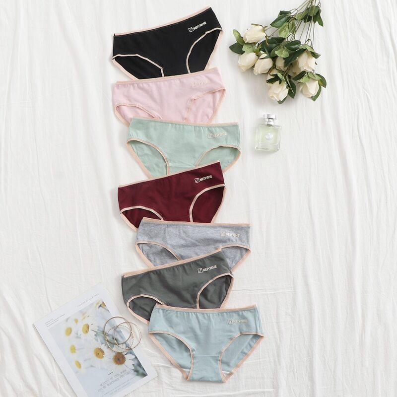 

7pack Letter Graphic Contrast Trim Panty Set, Multicolor