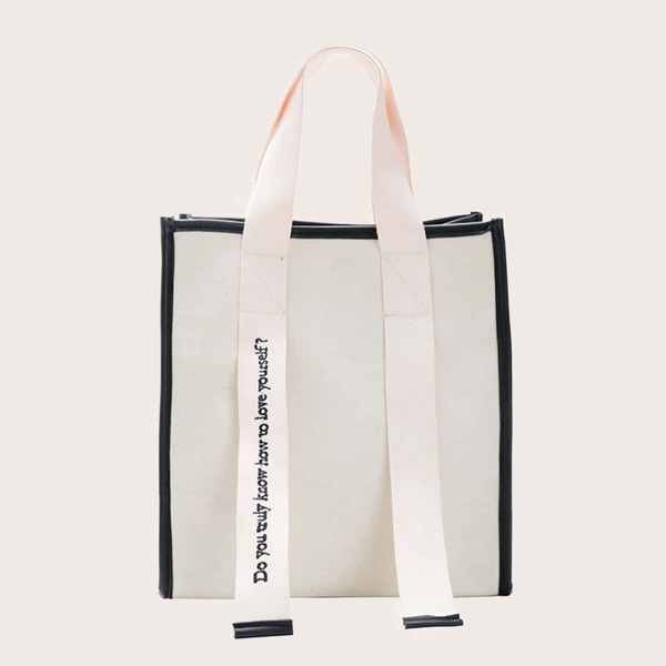 

Letter Graphic Tote Bag, White