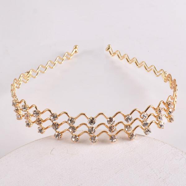

Rhinestone Engraved Hair Hoop, Gold