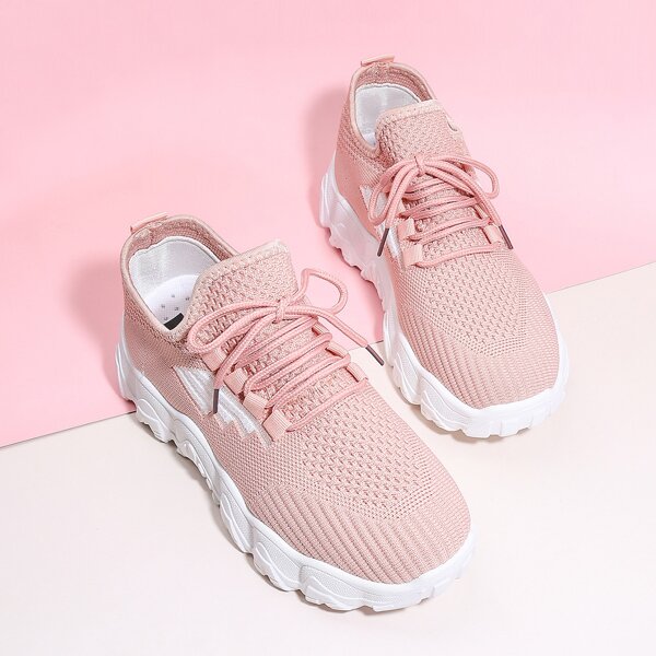 

Lace-up Front Knit Chunky Trainer, Pink