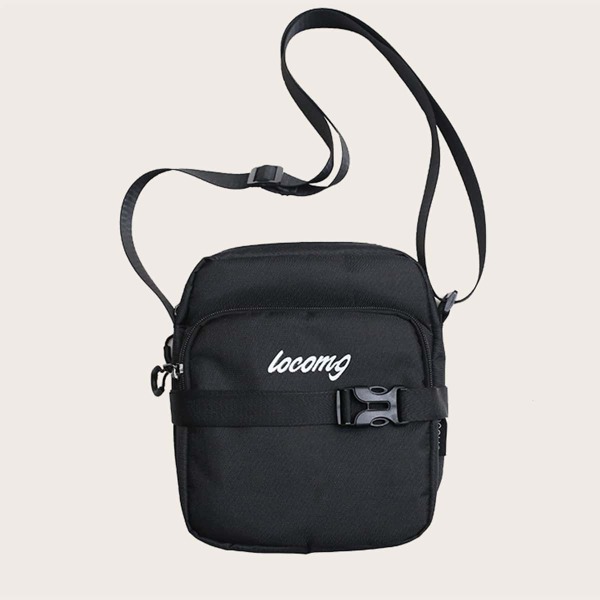 

Men Release Buckle Decor Crossbody Bag, Black