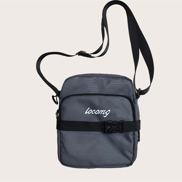 

Men Release Buckle Decor Crossbody Bag, Grey