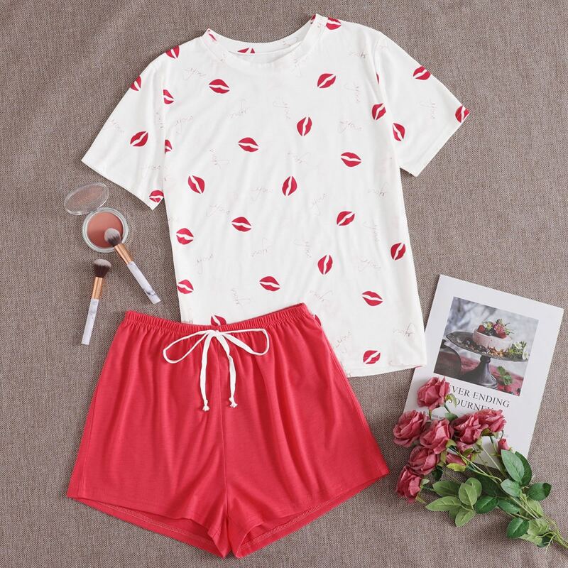 

Lip Tee & Shorts PJ Set, Multicolor