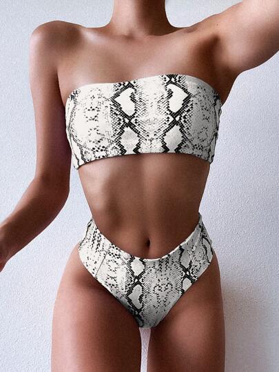 snakeskin high waisted bikini