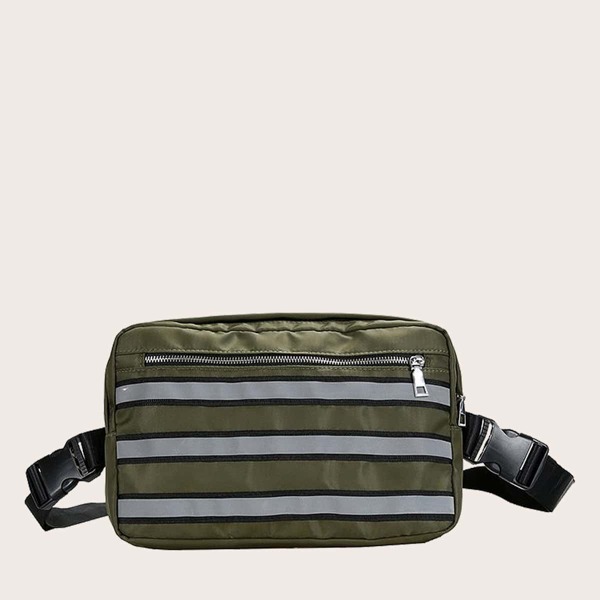 

Men Striped Graphic Belt Bag, Green