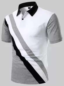 Manfinity Homme Men Contrast Panel Polo Shirt - Multicolor - View 1