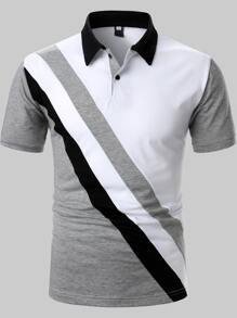 Manfinity Homme Men Contrast Panel Polo Shirt - Multicolor - View 3