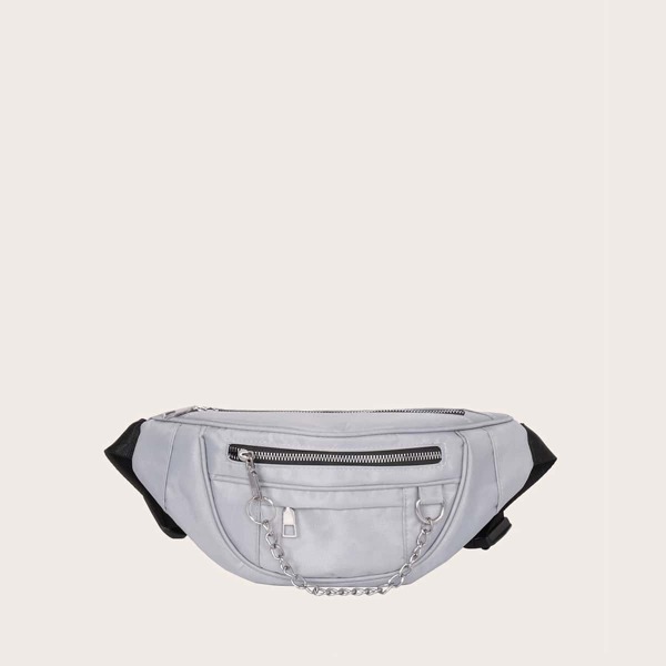 

Chain Decor Fanny Pack, Light grey