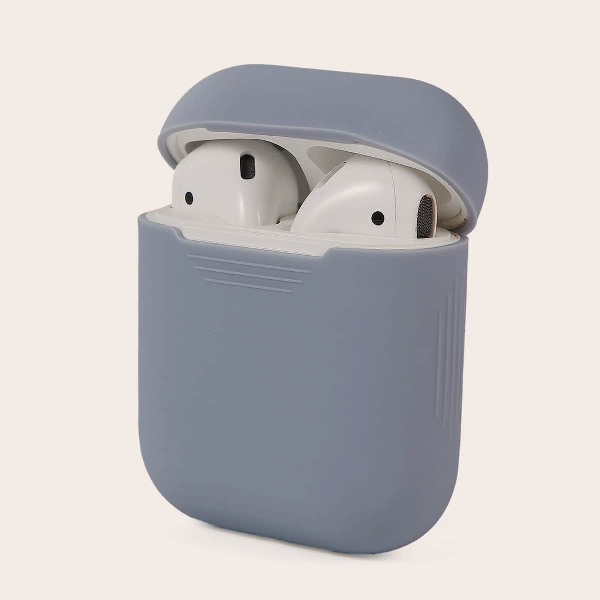 

1pc Solid Airpods Case, Grey