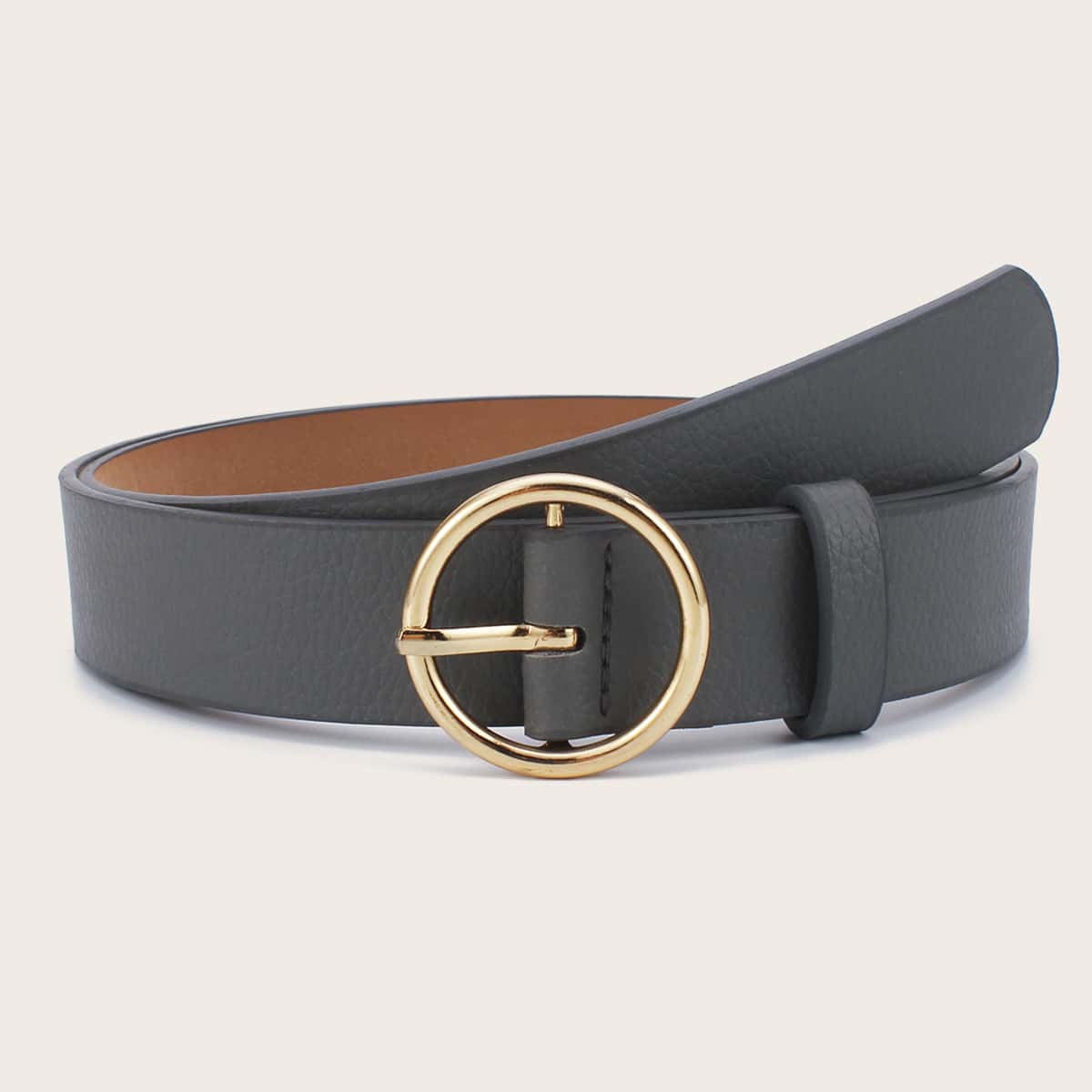 

Round Buckle Belt, Grey