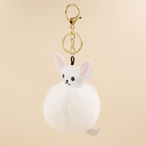 

Fluffy Mouse Charm Keychain, White