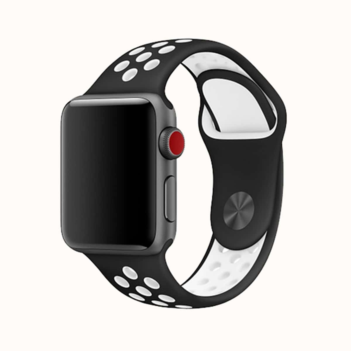 

1pc Silicone Sports iWatch Band, Black and white